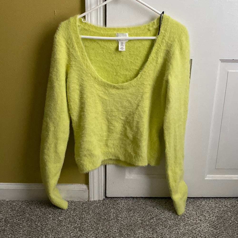 Lime Green Fuzzy Sweater